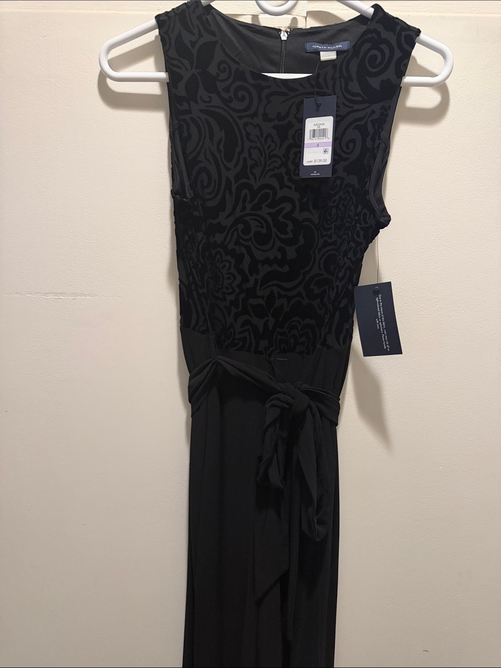 Tommy Hilfiger Black Sleeveless Maxi Dress with Self-Tie Waist